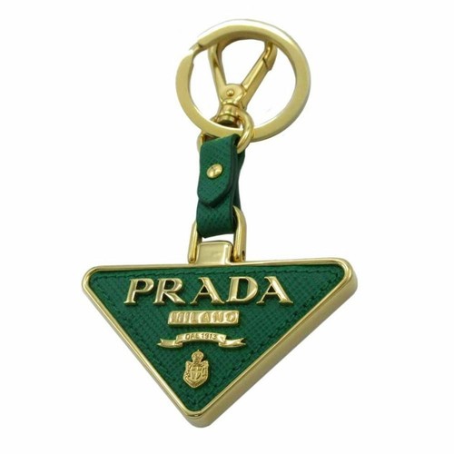 [New] Prada 1PP128 Green Keychain PRADA Saffiano Triangle Charm Keyring Outlet