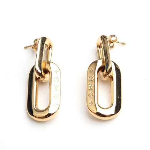 Louis Vuitton Monogram Gold Pla Chain Earrings 4212 130709600