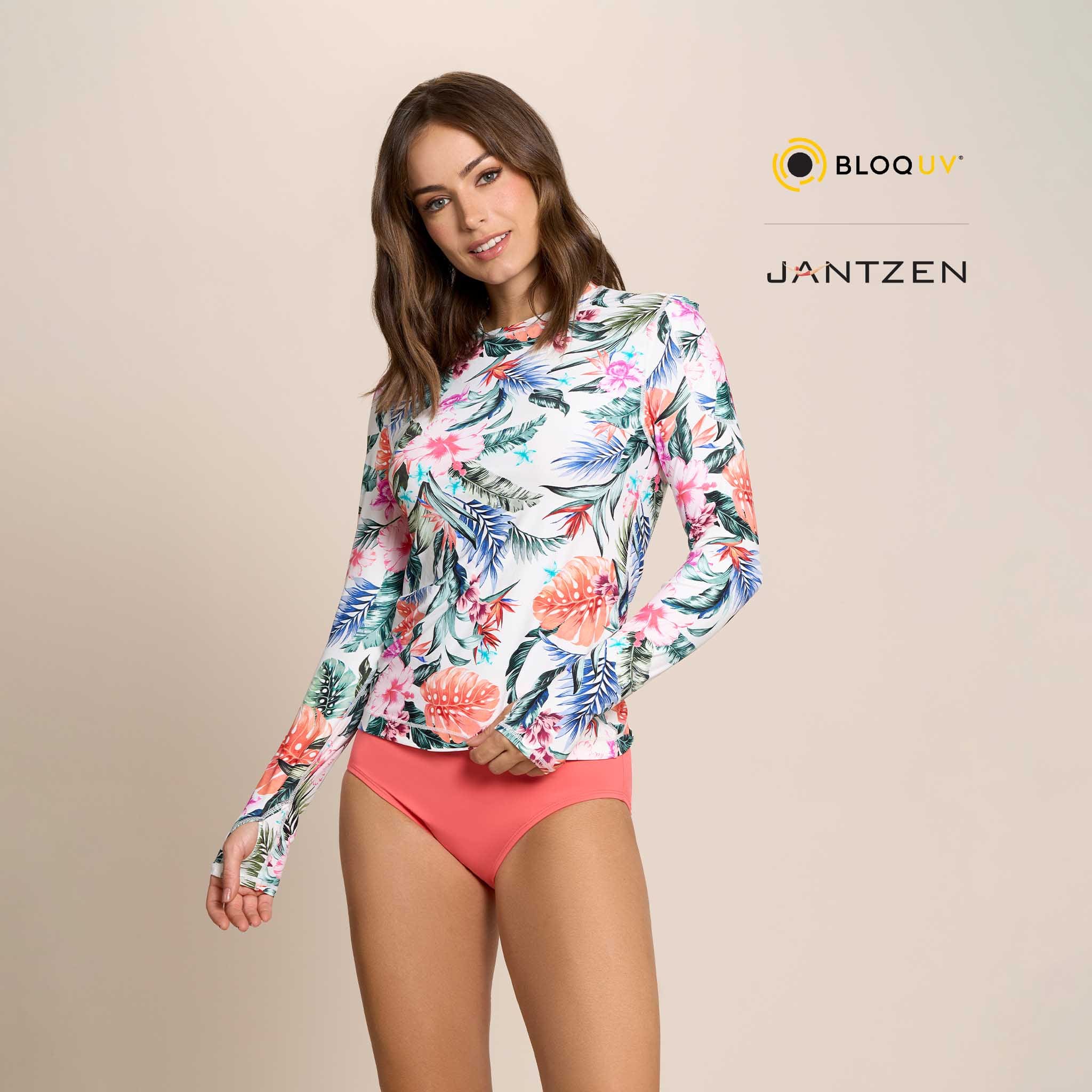 JANTZEN HAWAIIAN TERRACE 24 7 SWIM RASH GUARD TEE TOP