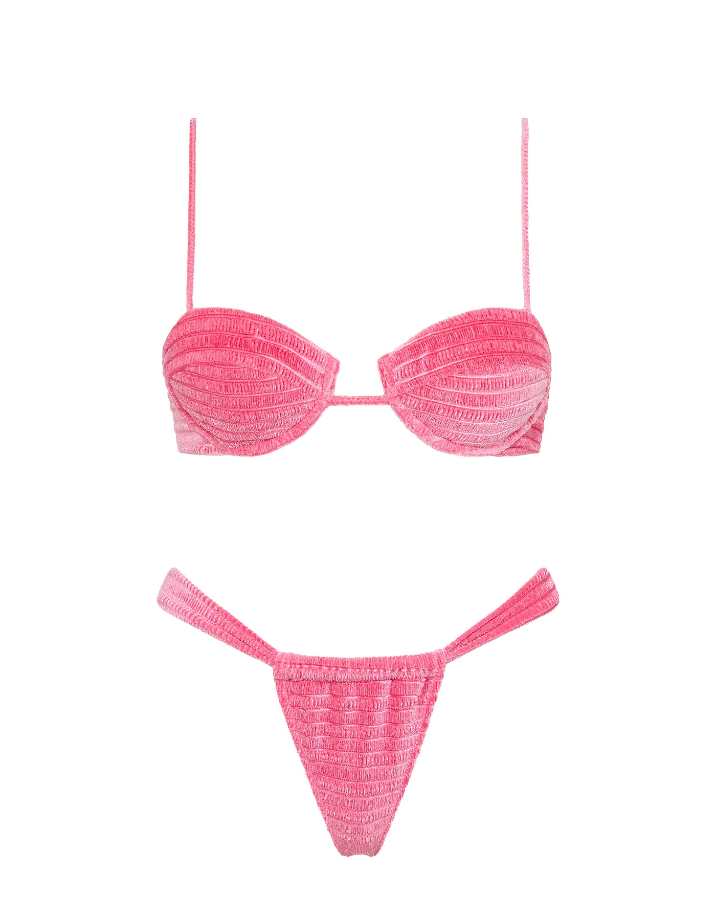 TRIANGL PALMA   PRINC Pink Velvet Balconette Bikini Set