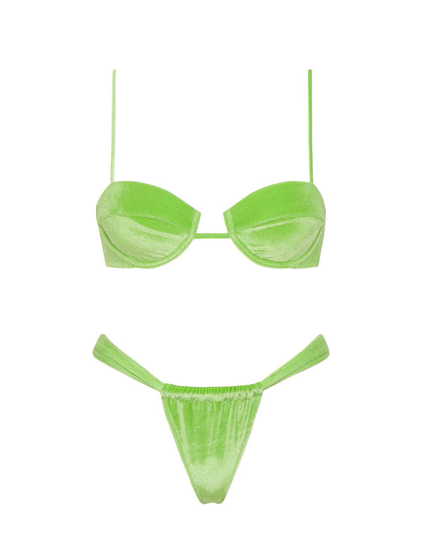 TRIANGL PALMA   VYNE Green Velvet Balconette Bikini Set