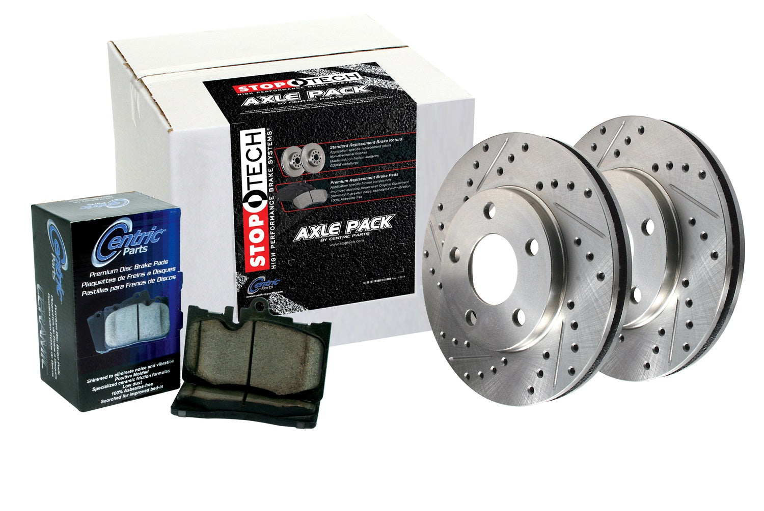 StopTech 977.33090R StopTech Sport Axle Pack; Slotted Rotor; Rear Brake Kit with Brake lines