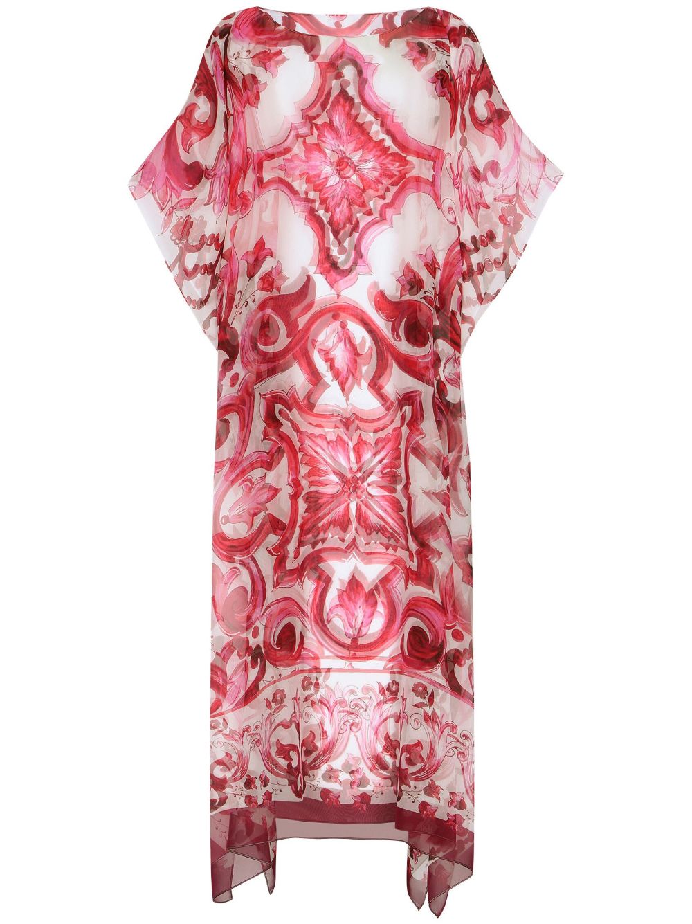 Dolce & Gabbana Maiolica Print Chiffon Silk Kaftano