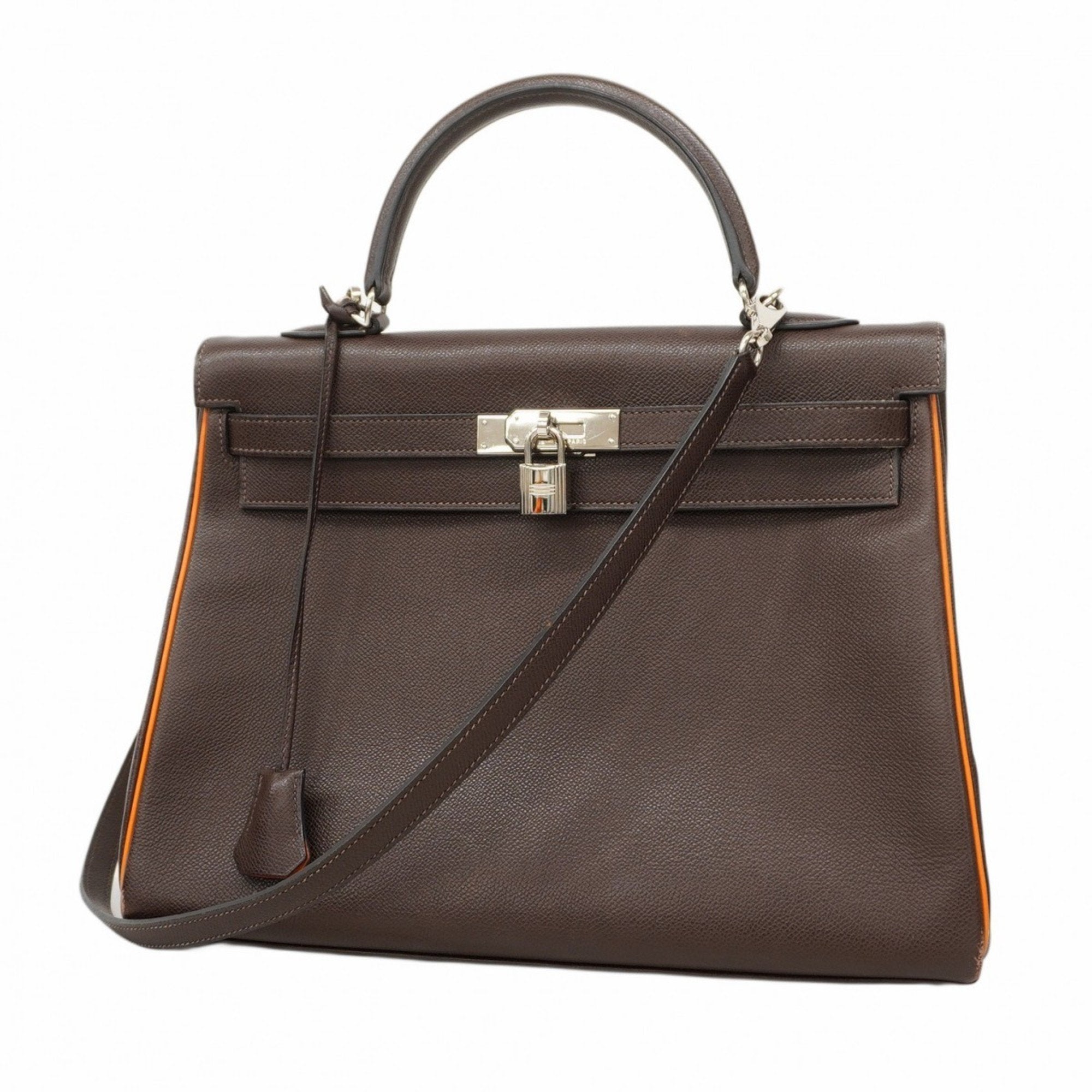 Hermes handbag Kelly 35 Verso Epsom Orange Ebene H stamped ladies
