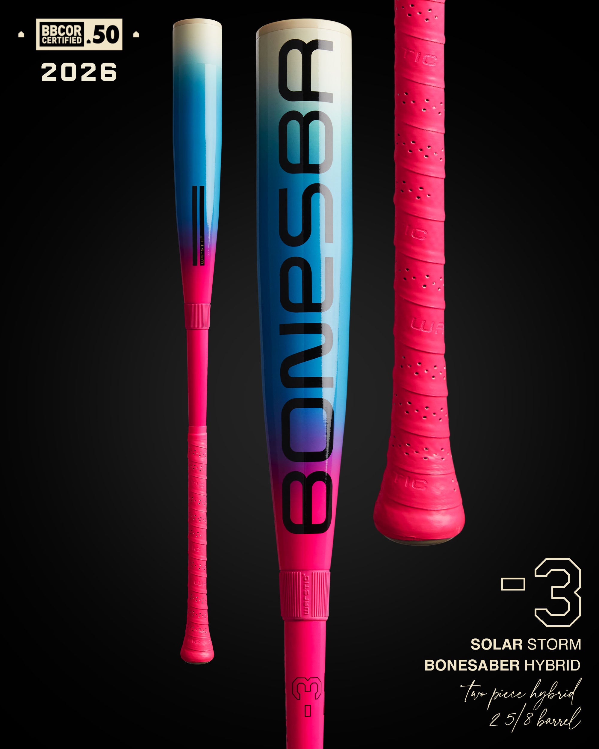 WARSTIC SPORTS, INC 2026 BONESABER HYBRID SOLAR STORM LIMITED EDITION BBCOR METAL BASEBALL BAT