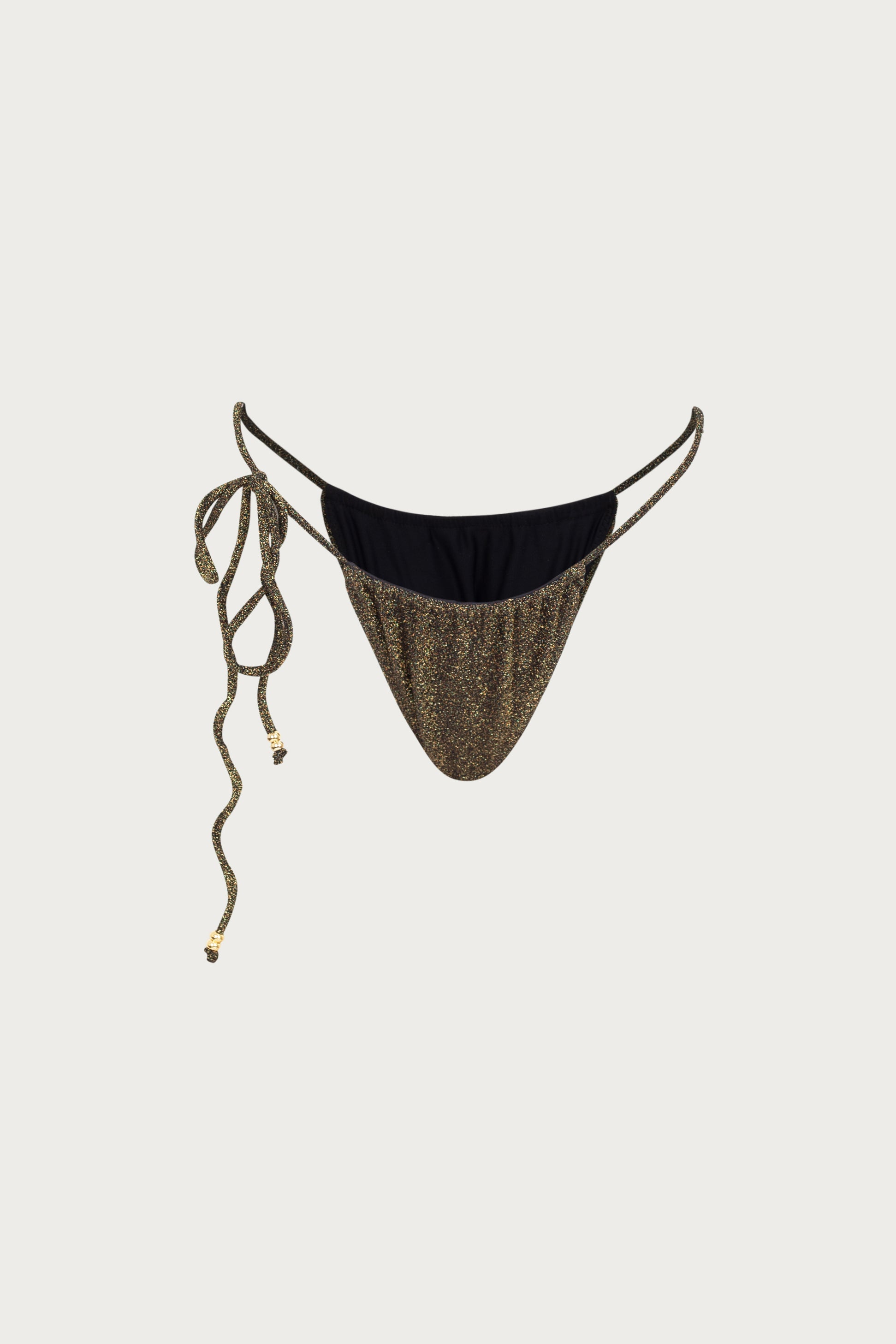 SAME LOS ANGELES Beaded String Bottom (Black Shimmer Lurex)