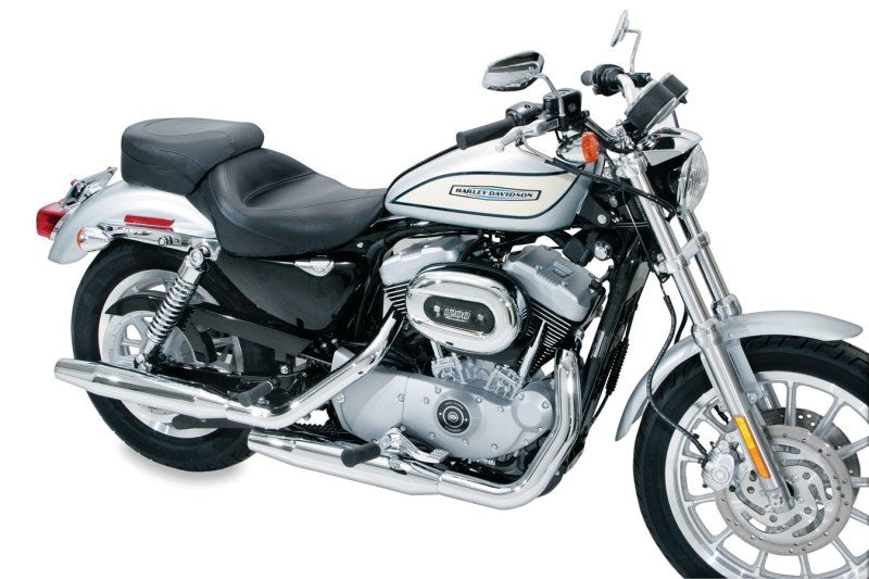 2320aec7b081a9fca1b1be0e2929bfe8 MUSTANG MOTORCYCLE Mustang 04 21 Harley Sportster 4.5 Wide Touring Solo Seat w/Driver Backrest   Black