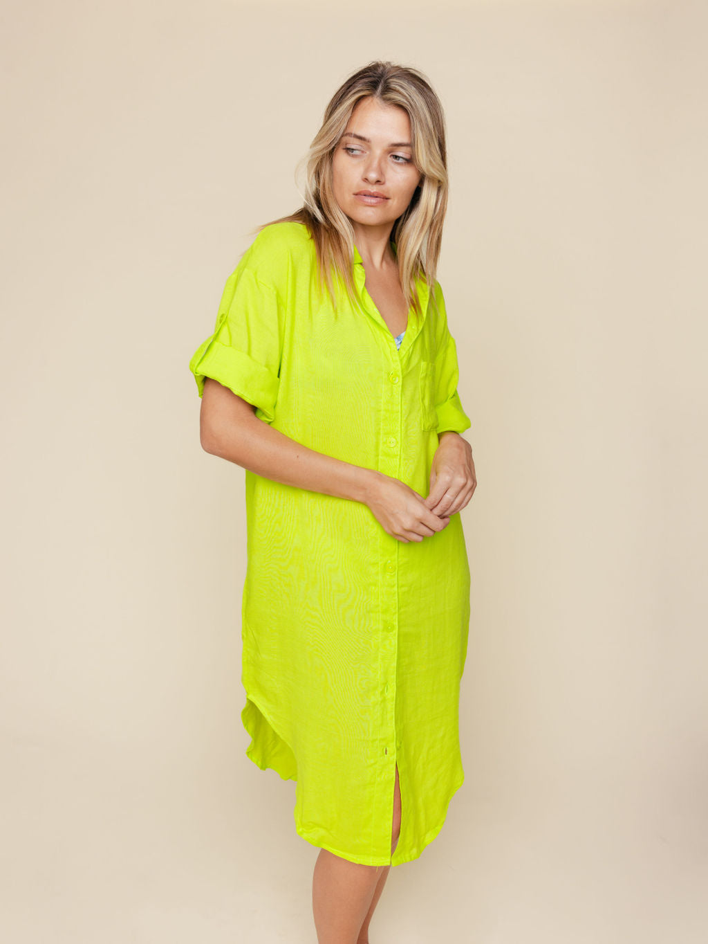 KITTY AND VIBE Linen Blend Cover Up Dress in Zuma