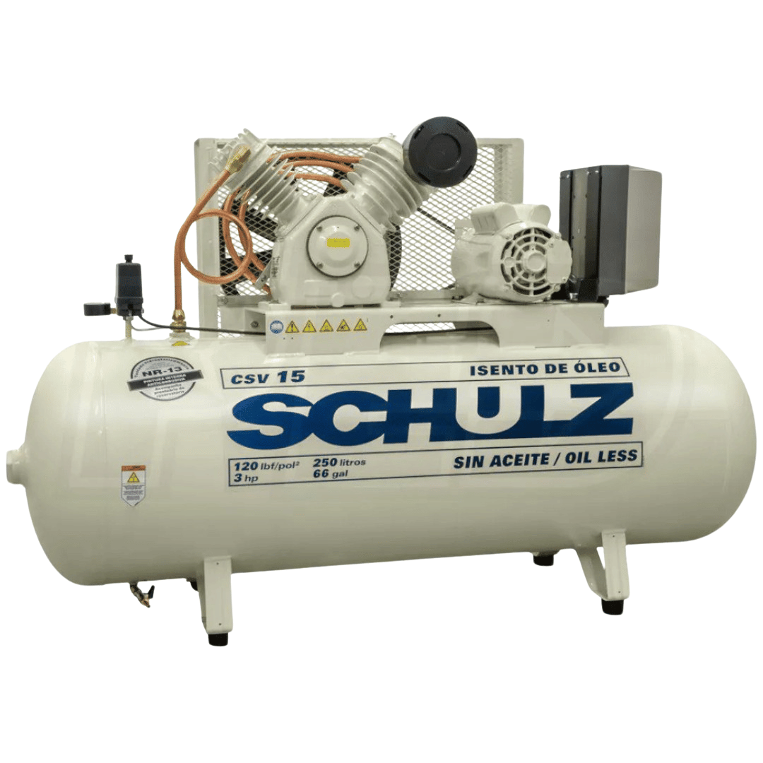 Schulz 360HV15 1   3 HP 60 Gallon Oil Free Two Stage Horizontal Air Compressor (230V Single Phase)