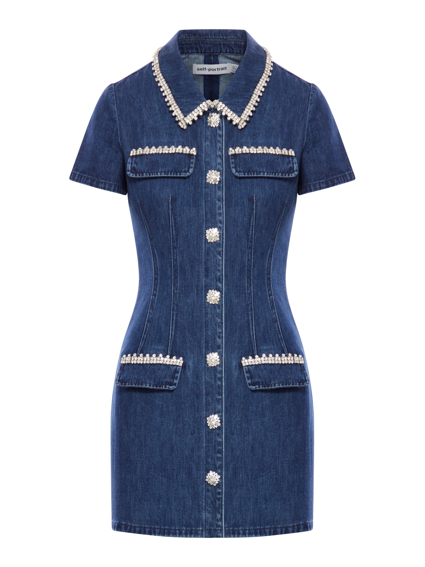 SELF PORTRAIT SHORT DENIM DRESS