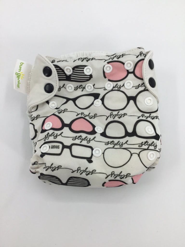 Bum Genius Child Size One Size White Print Pocket Cloth Diaper