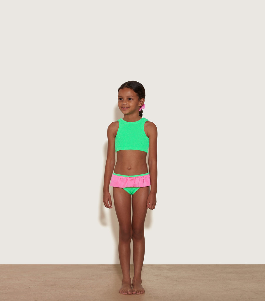 HUNZA G Baby Duo Olive Bikini   Lime/Pink