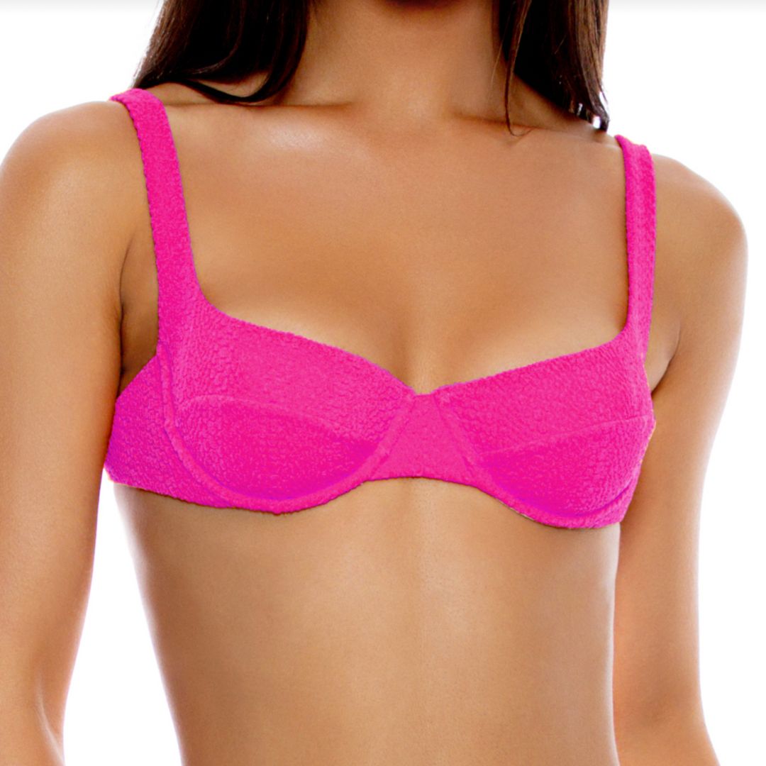 LULI FAMA Blazing Pink Wavy Baby Wide Strap Balconette Top