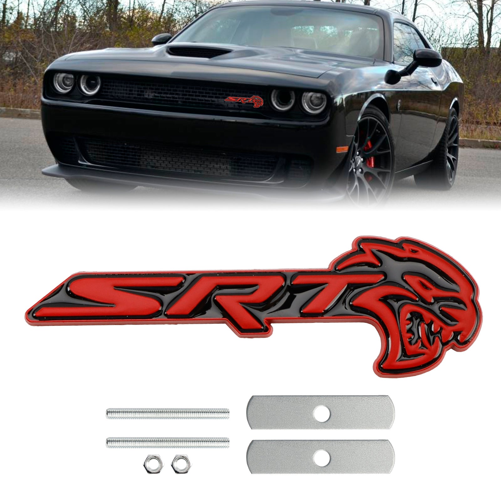 VIPIH Front Grille SRT Hellcat Emblem Badge for Charger Challenger SRT Chrome