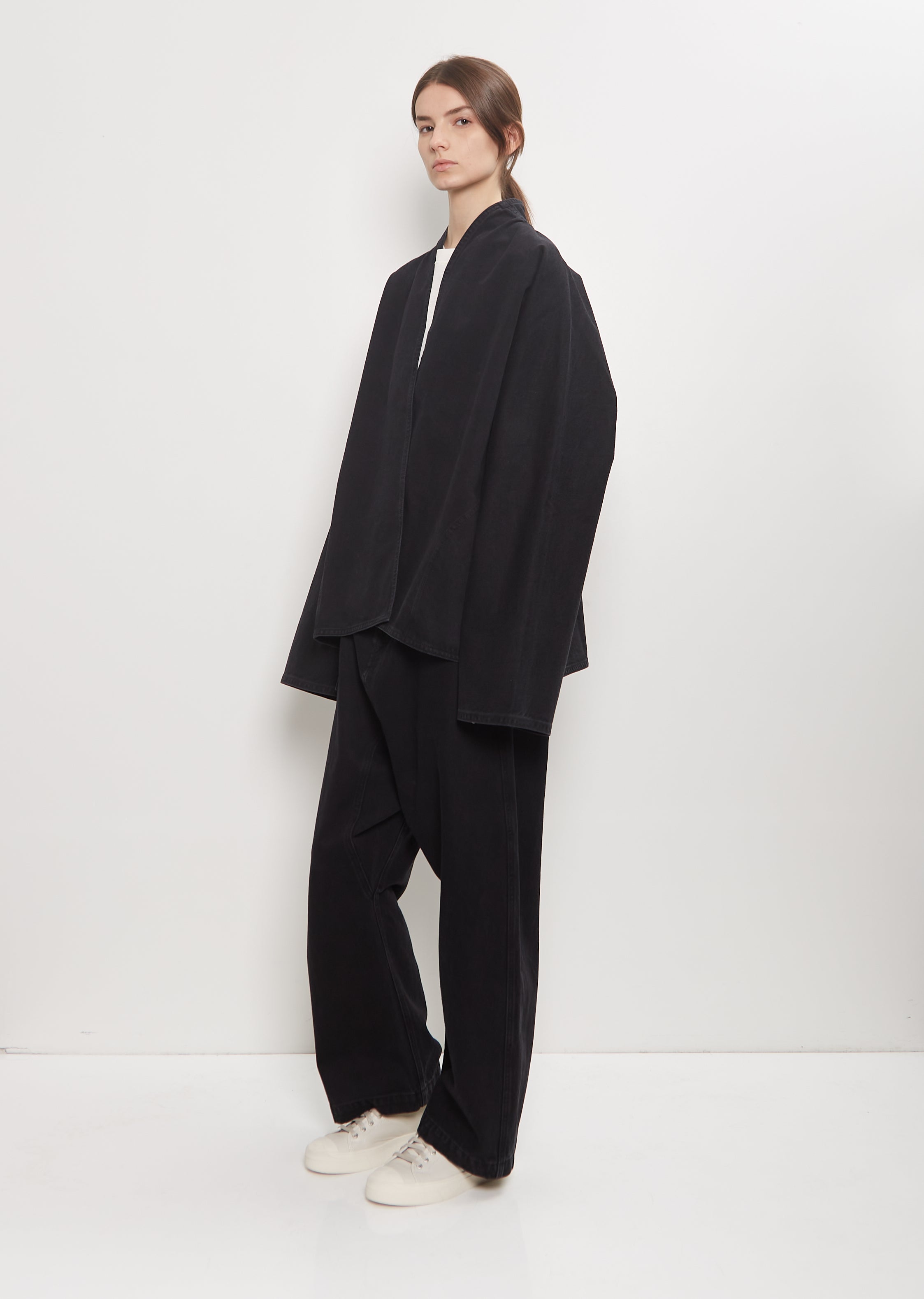 SOFIE D'HOORE Cairo Washed Denim Kimono Jacket — Black