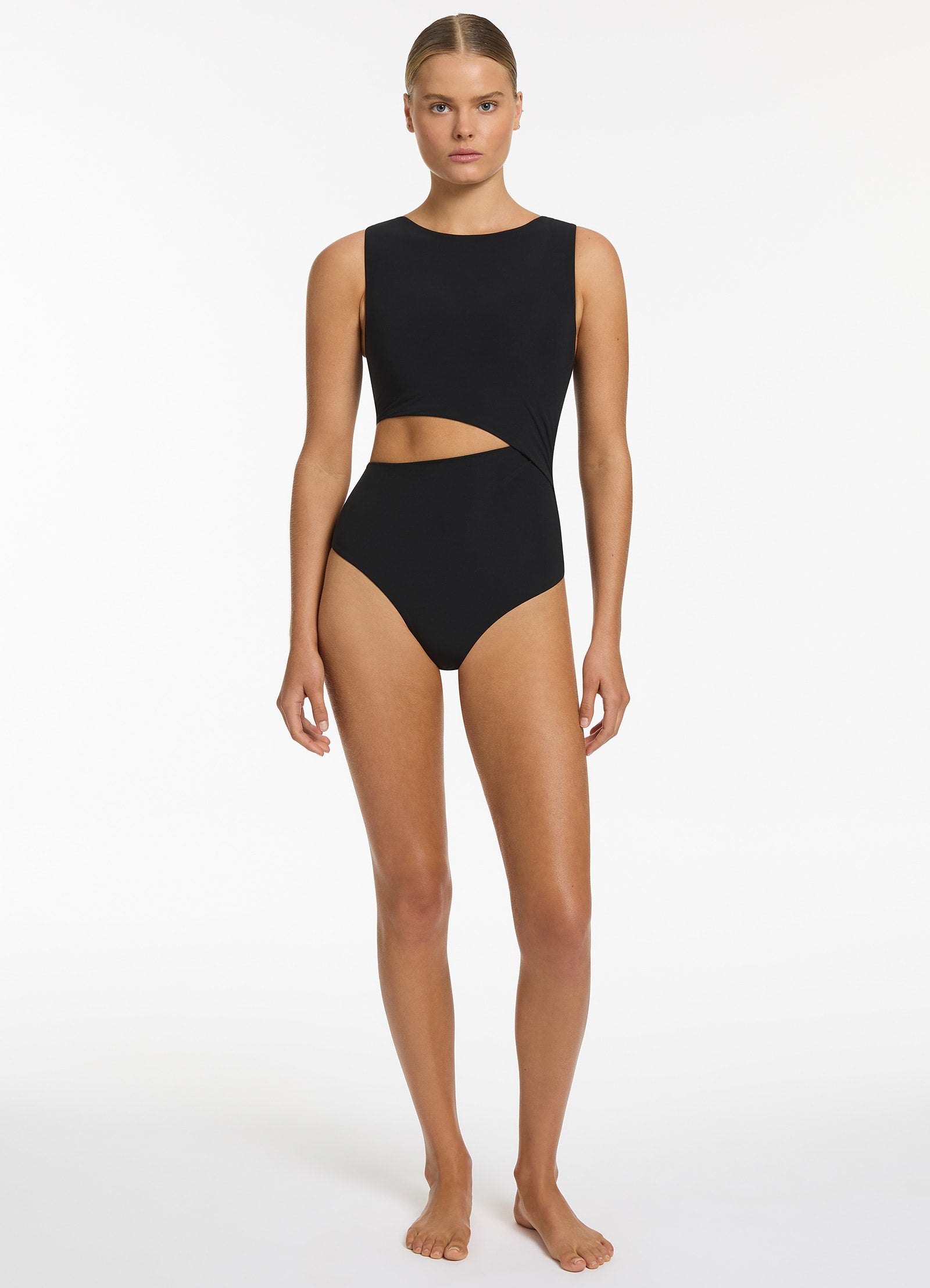 Jetset Cut Out Tank One Piece   Black