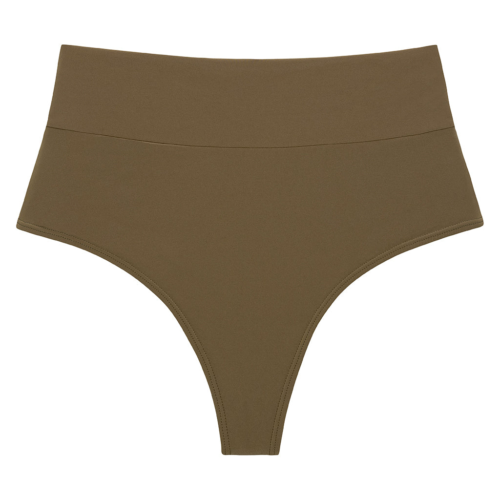 MONTCE Khaki Full Coverage High Rise Bikini Bottom