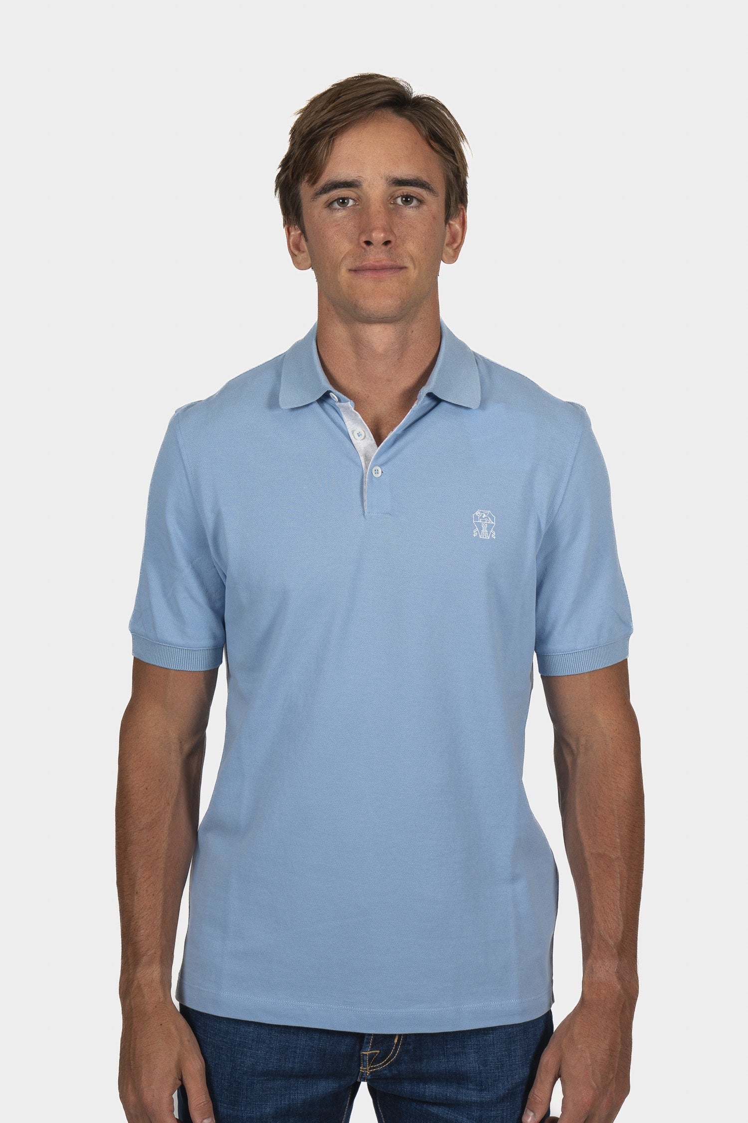 BRUNELLO CUCINELLI Sky Blue Regular Fit Polo