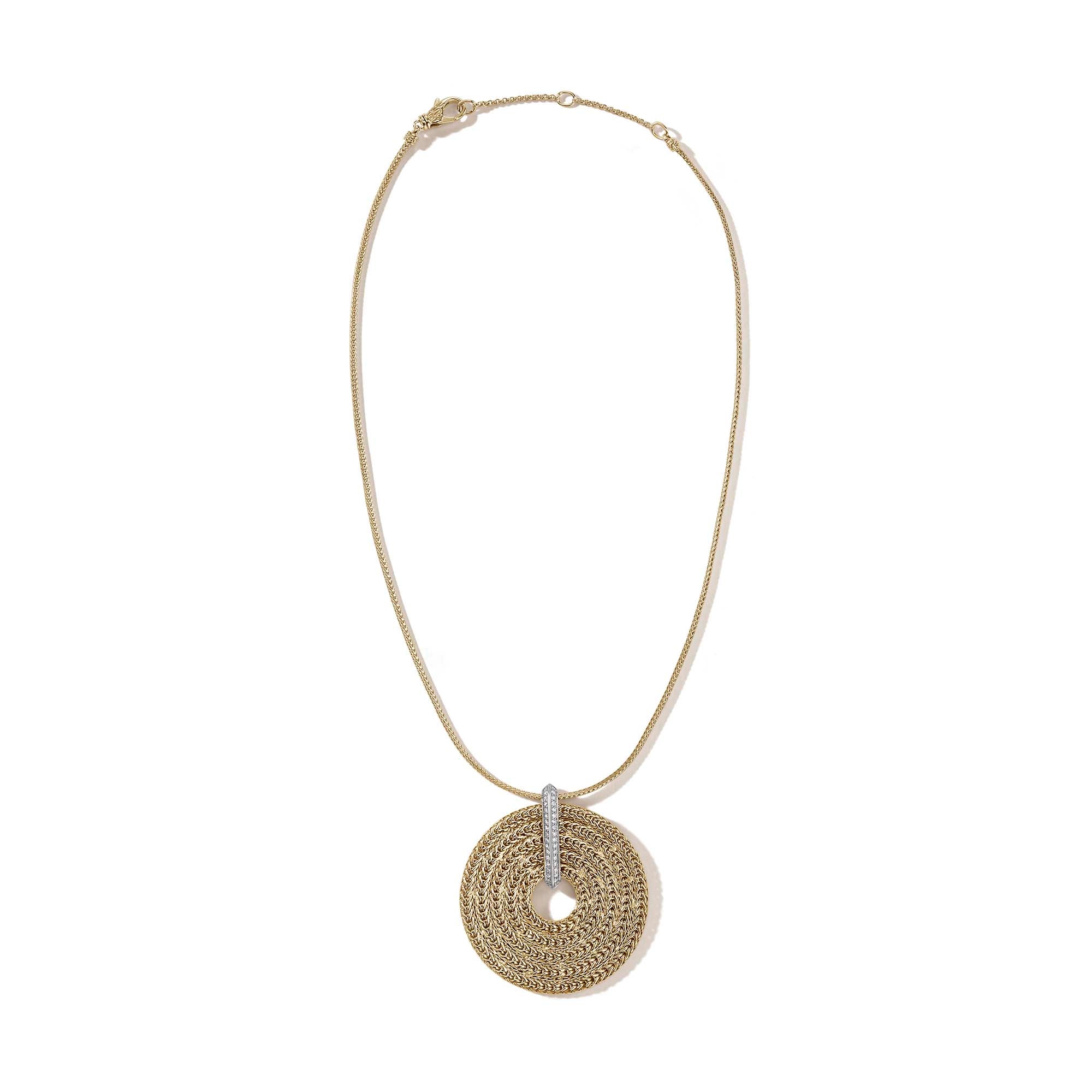 JOHN HARDY Rata Chain Pendant Necklace  Gold  Diamonds NGX90097002WDI
