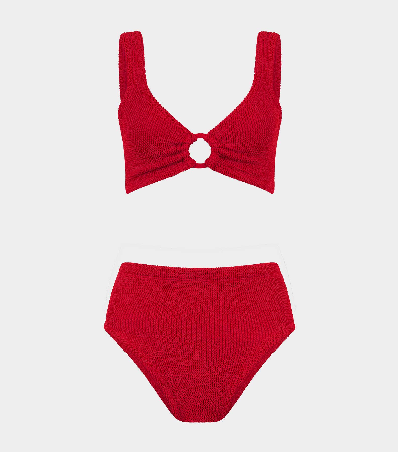 HUNZA G Nadine Bikini With Tonal Hoops   Red