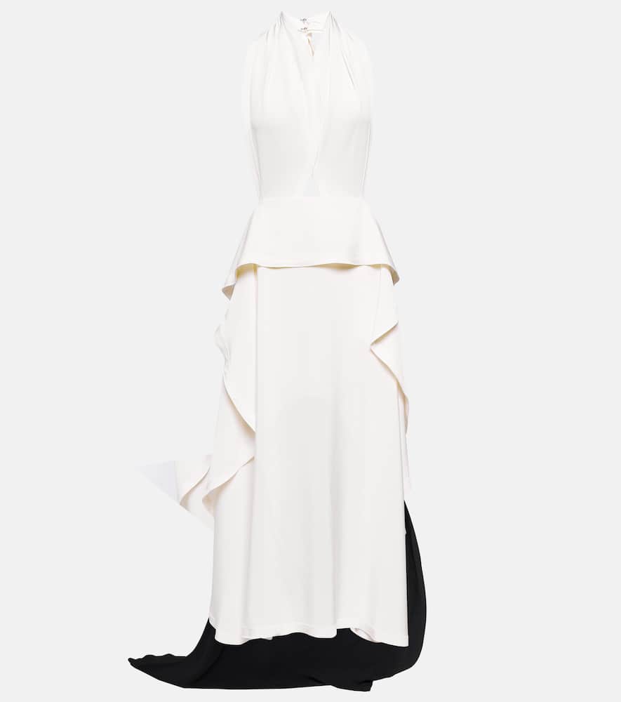 Victoria Beckham Cutout halterneck satin and crêpe gown