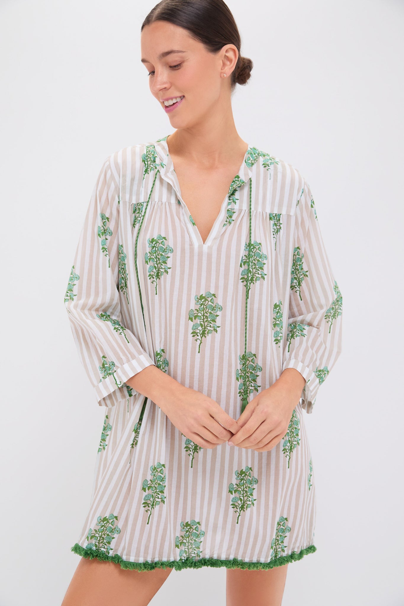 TNUCK BEACH Sand Striped Bouquet Bondi Coverup