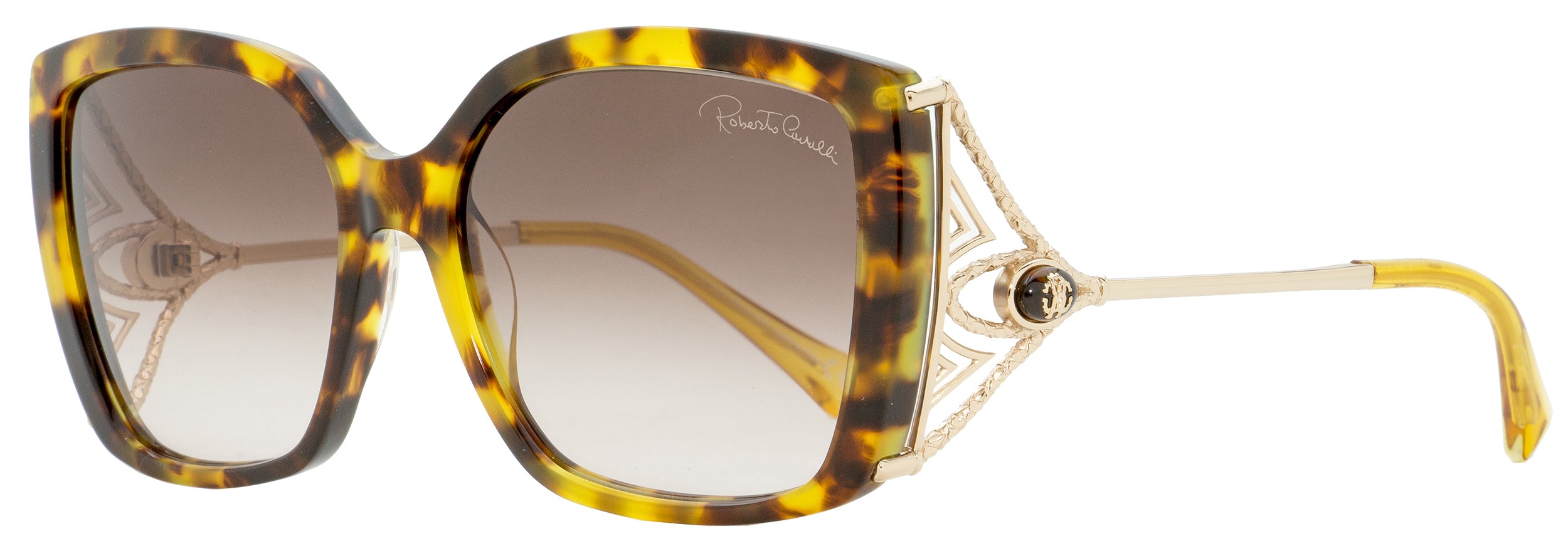 Roberto Cavalli Square Sunglasses RC1058 Giaole 53F Havana/Gold 55mm 1058