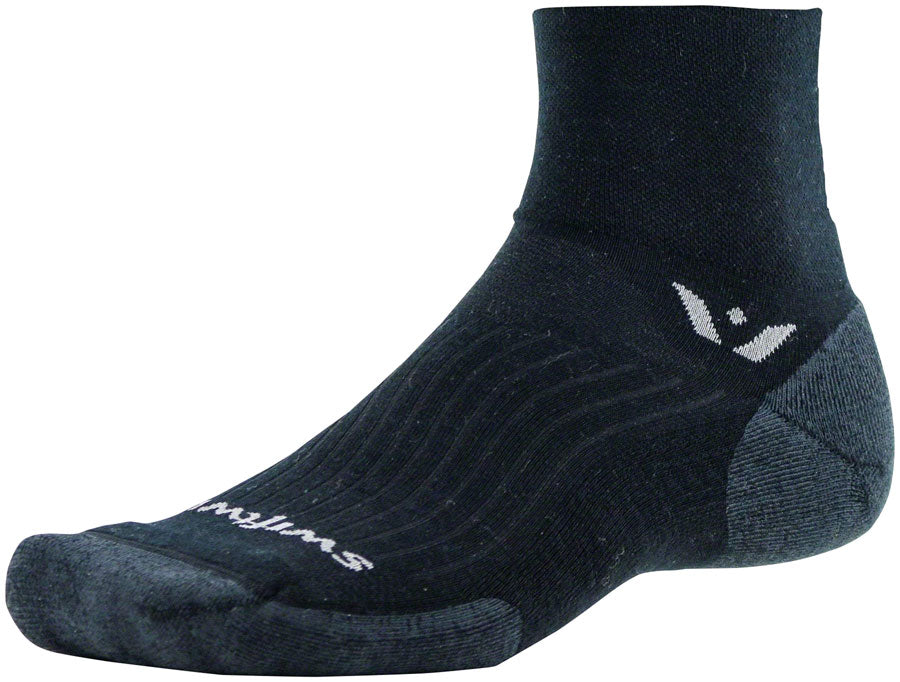 Swiftwick Pursuit Two Wool Socks   2", Black, Large