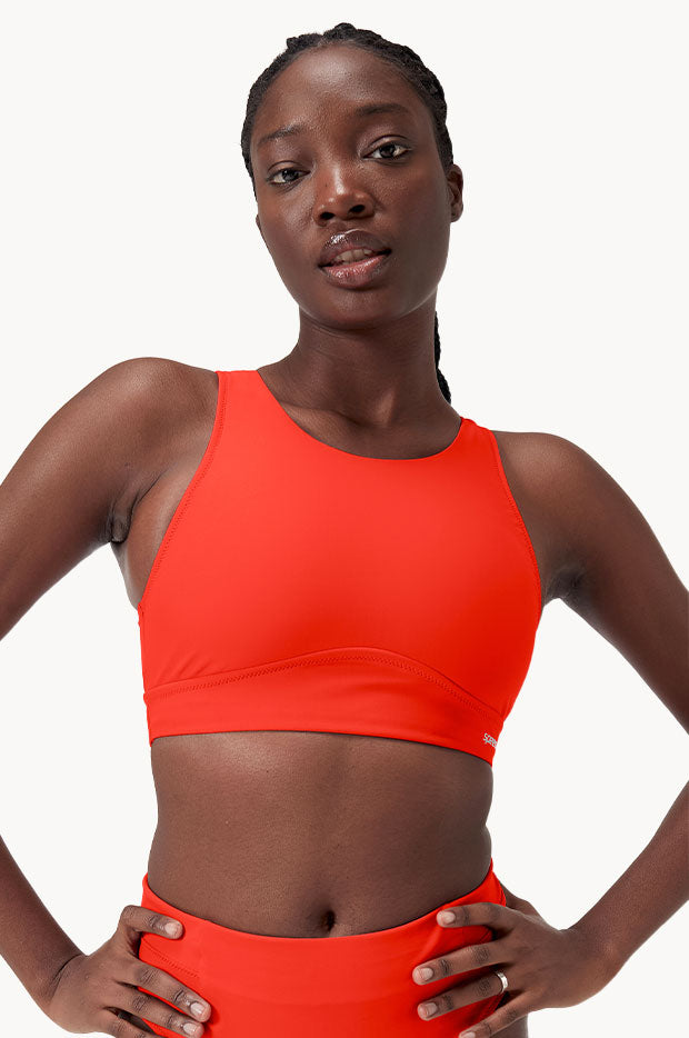 SPEEDO Solid High Neck Mesh Crop