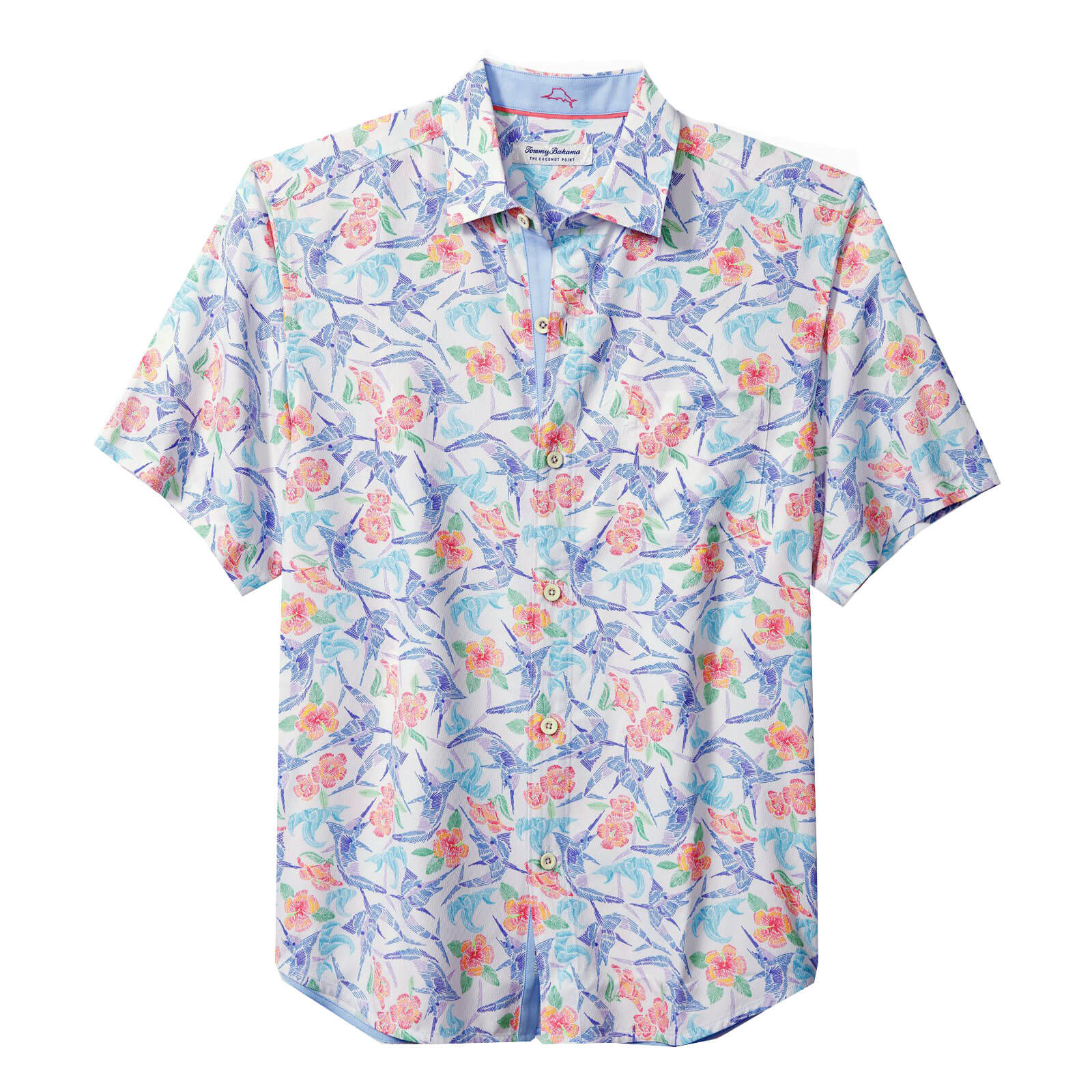 TOMMY BAHAMA MENS Tommy Bahama IslandZone Coconut Point Marlin Mania Camp Shirt   White
