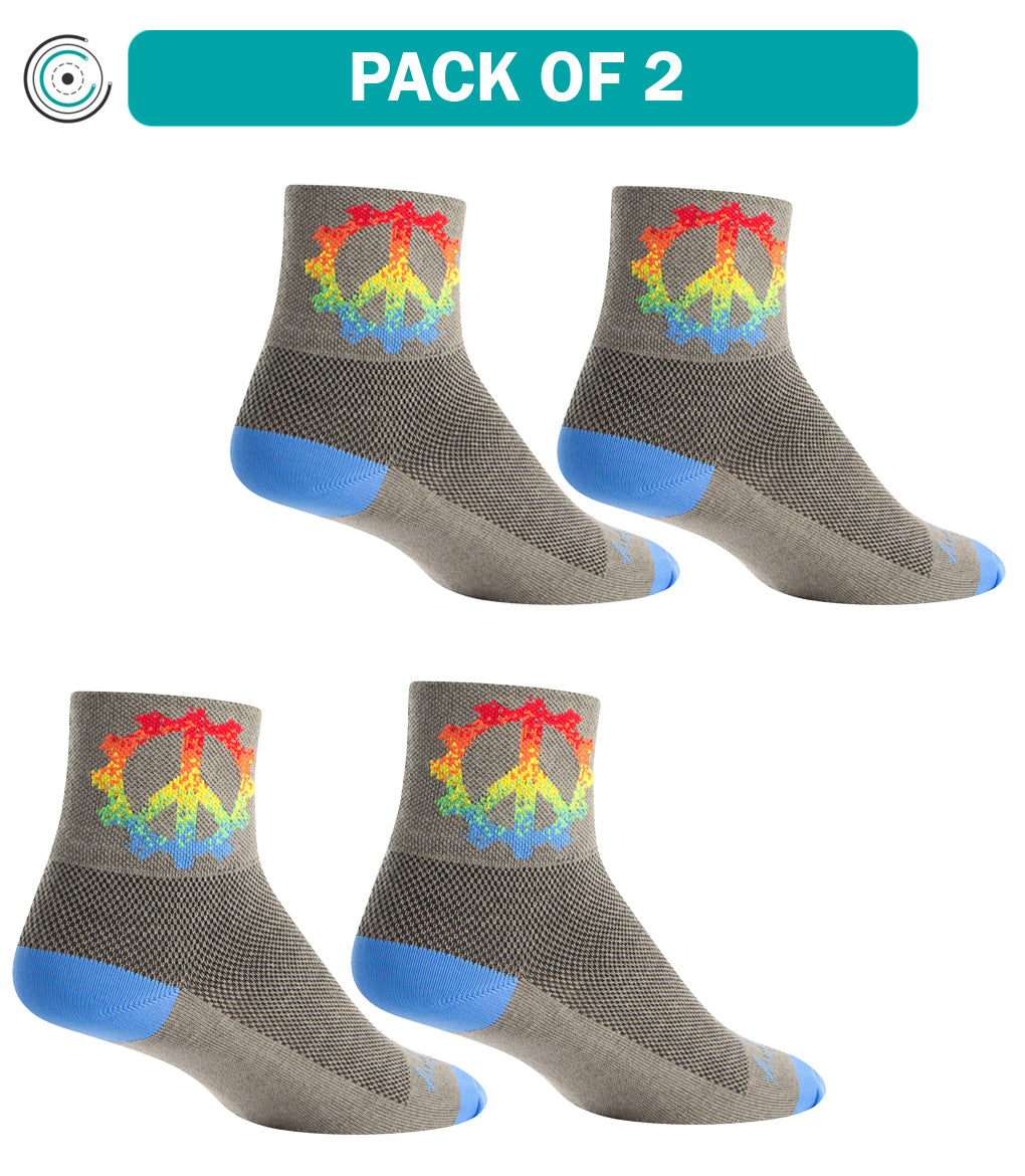 Pack of 2 SockGuy Classic Peace Ring Socks   3 inch, Gray, Large/X Large