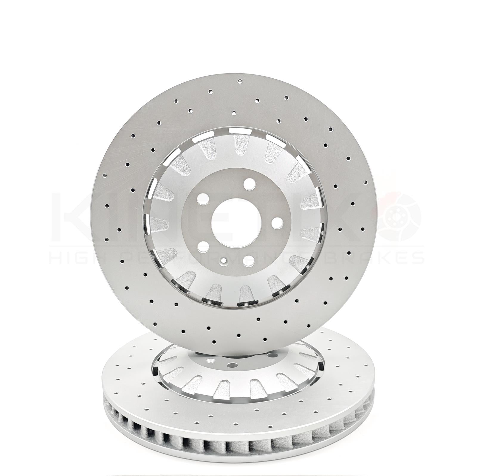 KINETIX FOR AUDI A8 SQ7 SQ8 Q7 Q8 E TRON S CROSS DRILLED FRONT BRAKE DISCS PAIR 400mm
