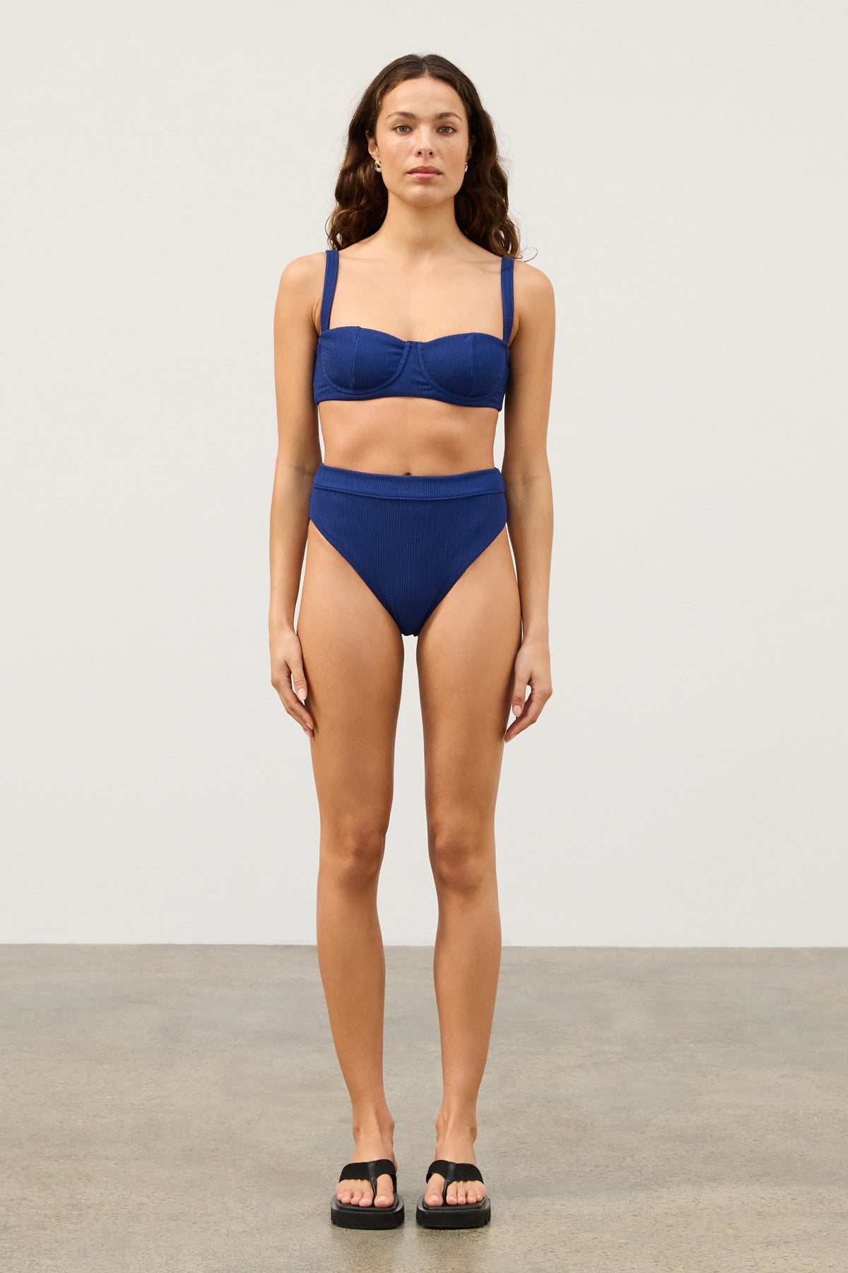 ZULU & ZEPHYR Ocean Blue Textured Balconette Bra Cup