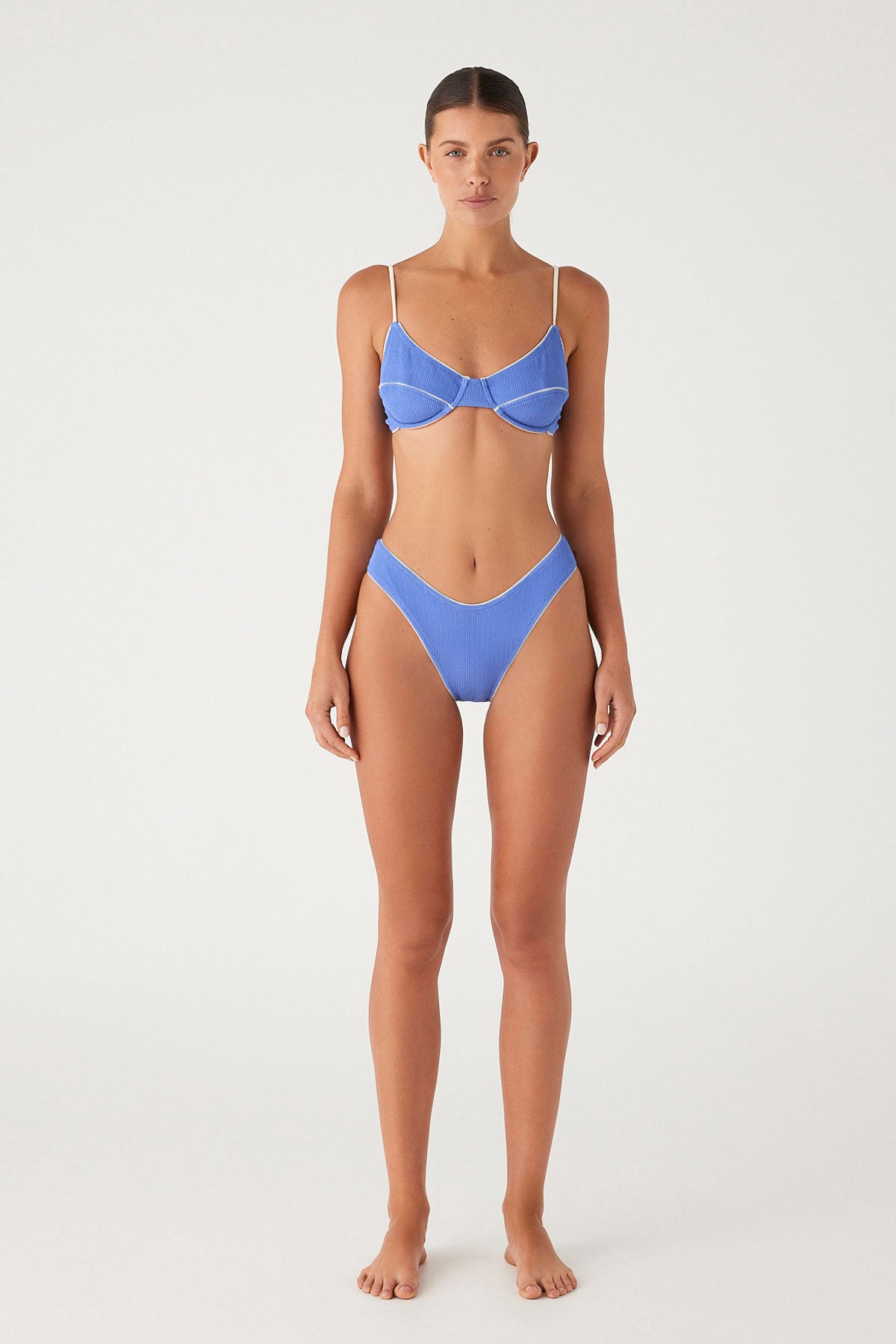 ZULU & ZEPHYR Textured Balconette Bra Cup Top   Sky Blue