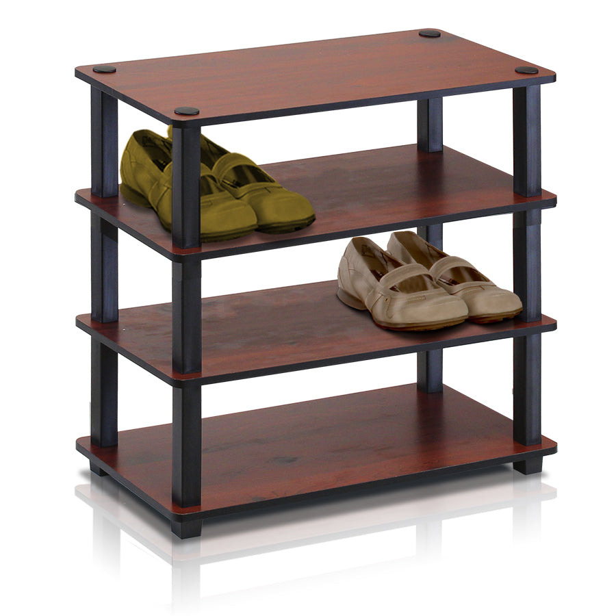 2736 Turn S Tube 4 Tier Shoe Rack Dark Cherry Black