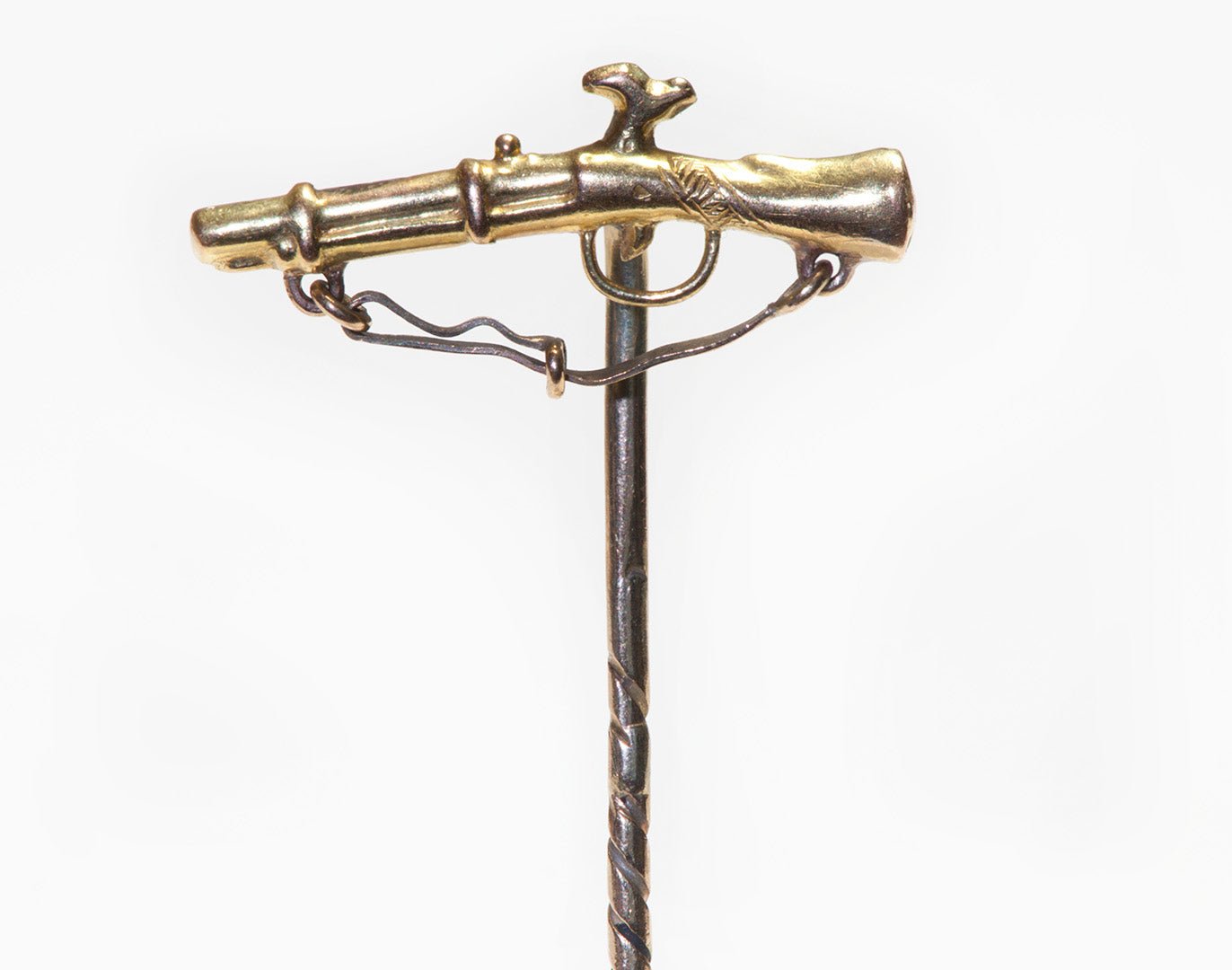 DSF ANTIQUE JEWELRY Antique Gold Shotgun Stick Pin