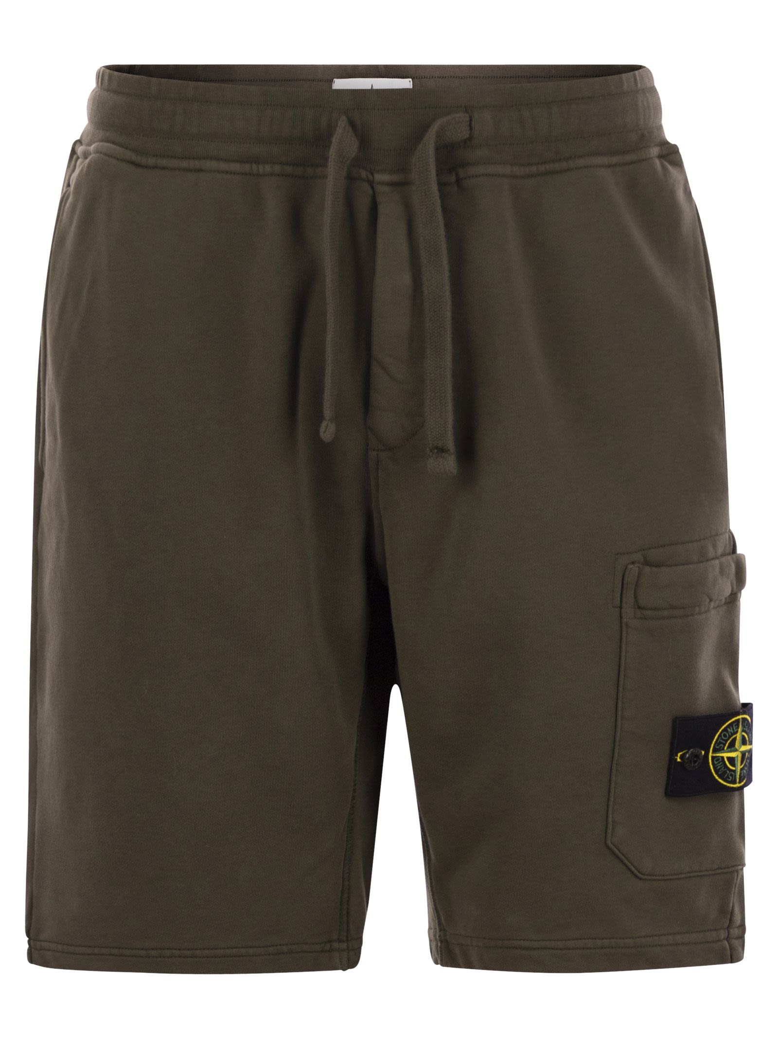 Stone Island Cargo Bermuda Shorts With Pockets And Drawstring Waistband