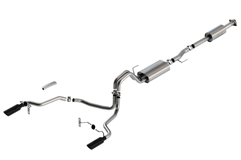 Borla F 150 2021 5.0L 4dr CC SB EC STB Lariat/KR/Pltm/LTD 3/2.25 SRE Cat Back Touring Black CHR Tips