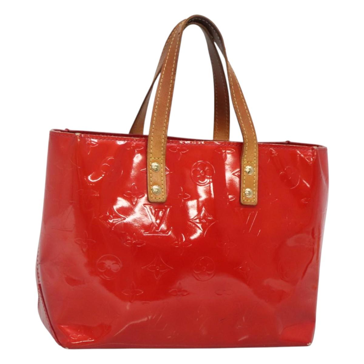 LOUIS VUITTON Monogram Vernis Reade PM Hand Bag Red Rouge M91088 LV Auth BA2385