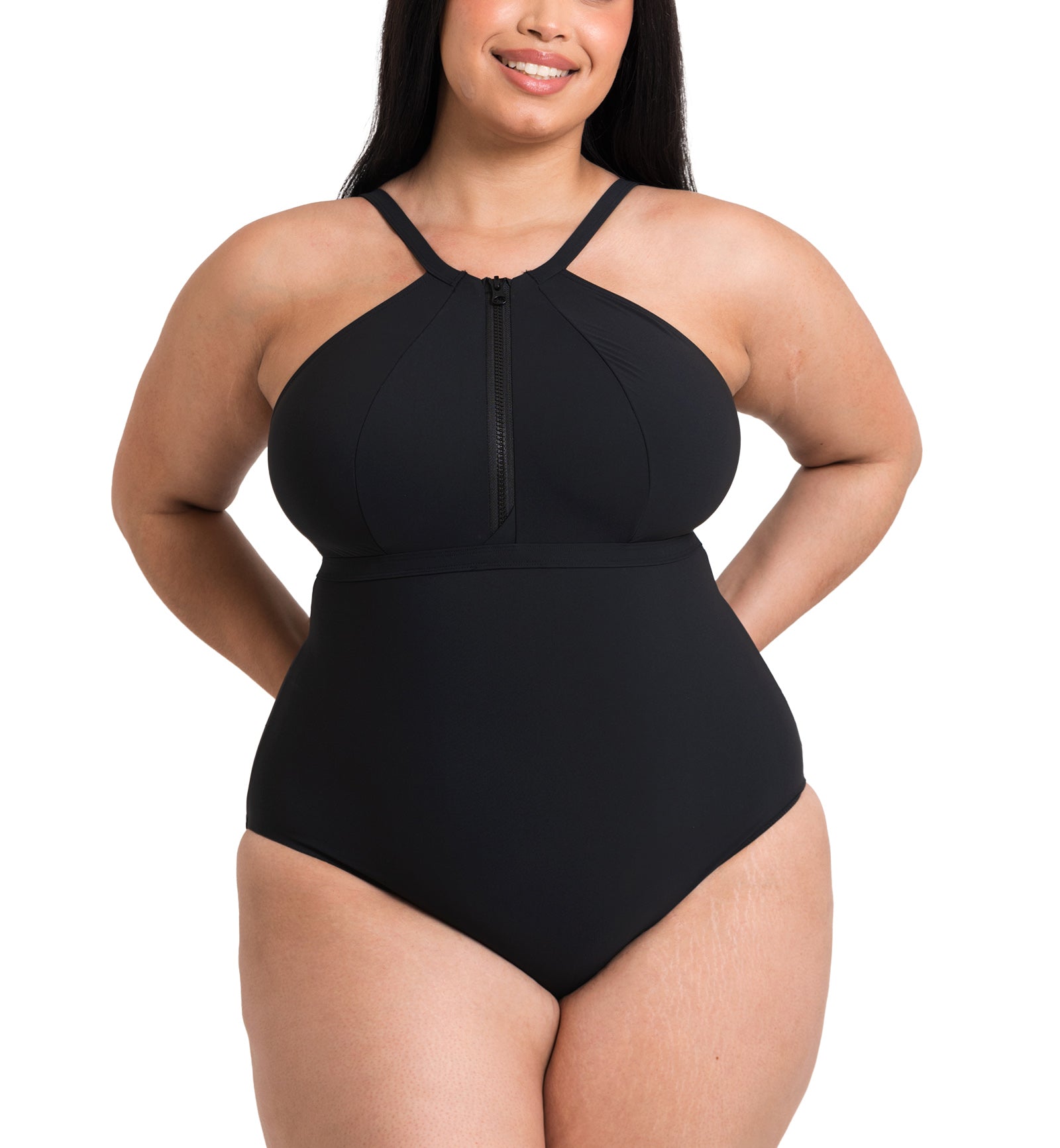 Curvy Kate Zip Tide Non Wired Multiway Swimsuit (CS035606)   Black