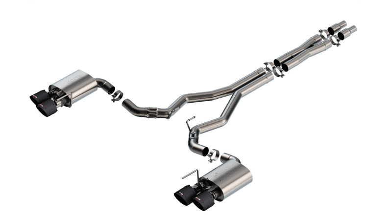 Borla 2024 Ford Mustang Dark Horse 5.0L V8 w/Active Exhaust ATAK Cat Back Exhaust System   CF Tips