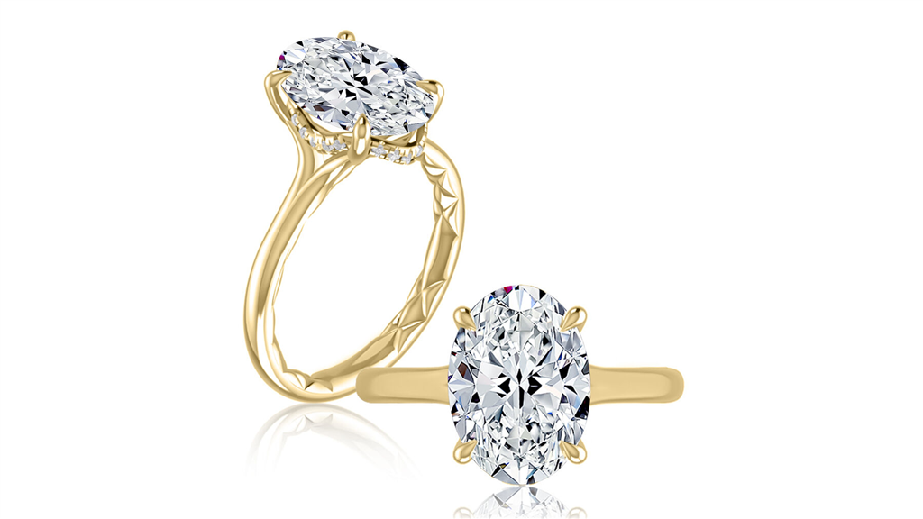 A.JAFFE 14K Yellow Gold Diamond Halo Semi Mount Engagement Ring