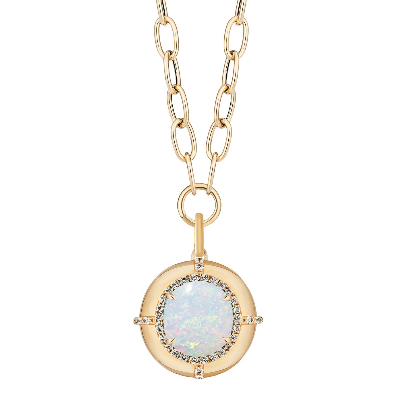 GOSHWARA 18k Yellow Gold Opal Diamond Pendant Necklace