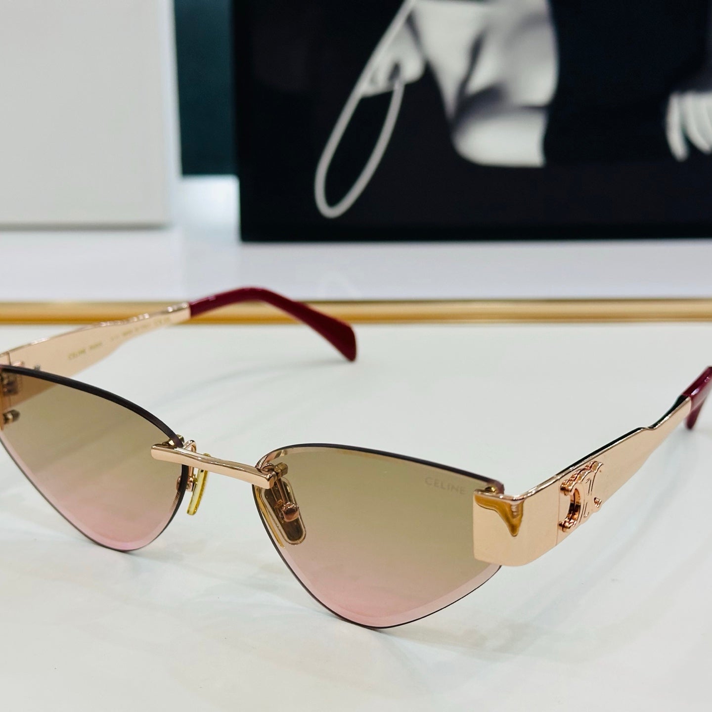 CELINE SUNGLASSES CAT EYE SUNGLASSES CL42122U IN METAL