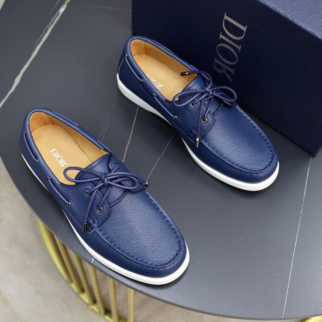 DIOR SHOE MEN CD GRANVILLE BOAT SHOE AZURE GRAINED CALFSKIN