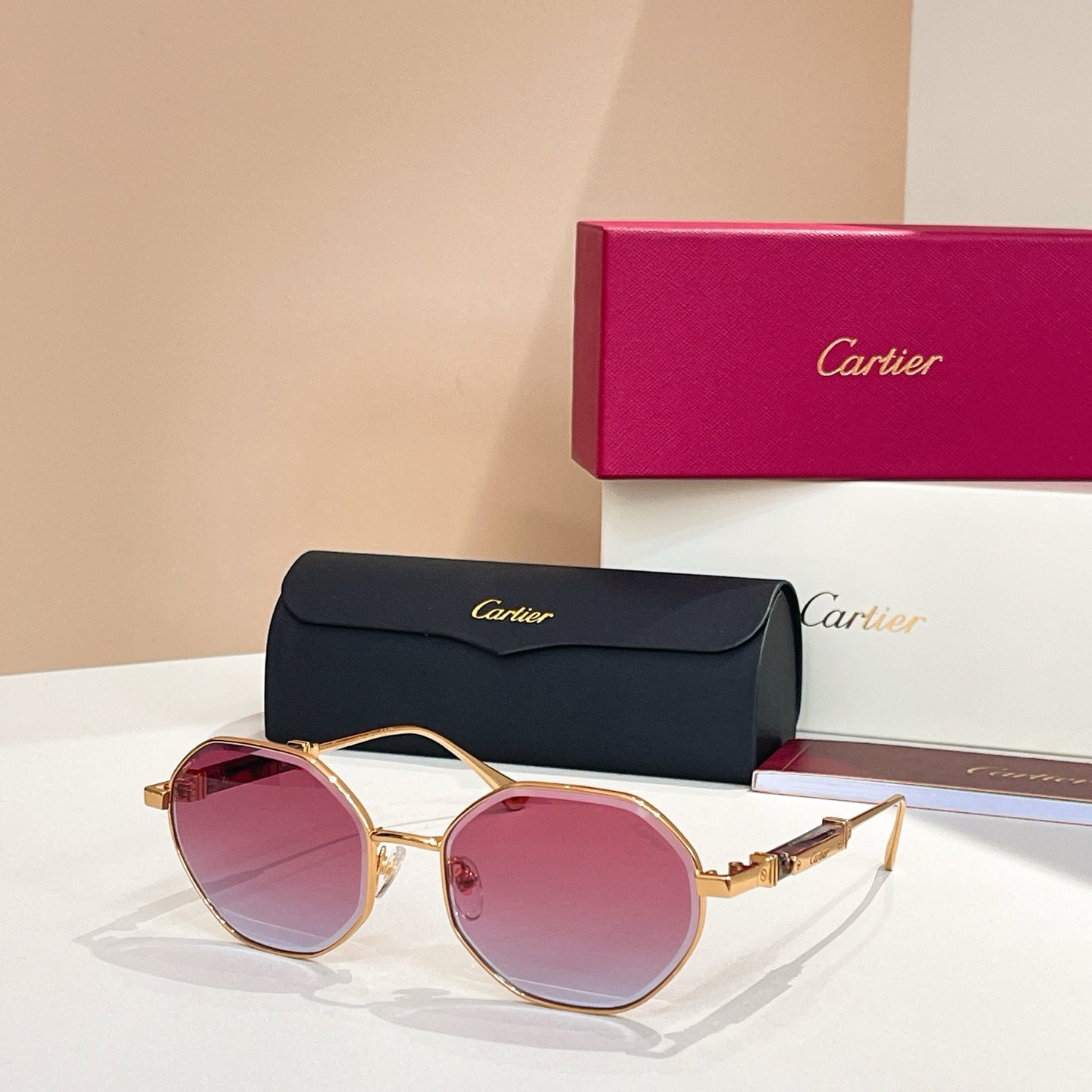 CARTIER SUNGLASSES PREMIÈRE GEOMETRIC FRAME SUNGLASSES CT0484S IN METAL