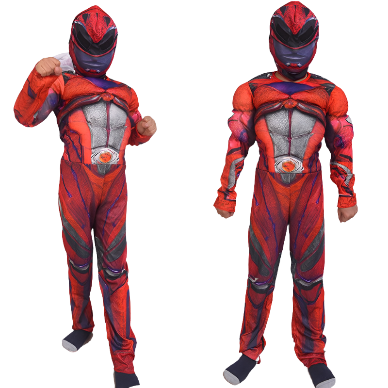 SUN BABY Kids Red Ranger Costume Boys Girls Classic Muscle Halloween Outfit 4 8 Years