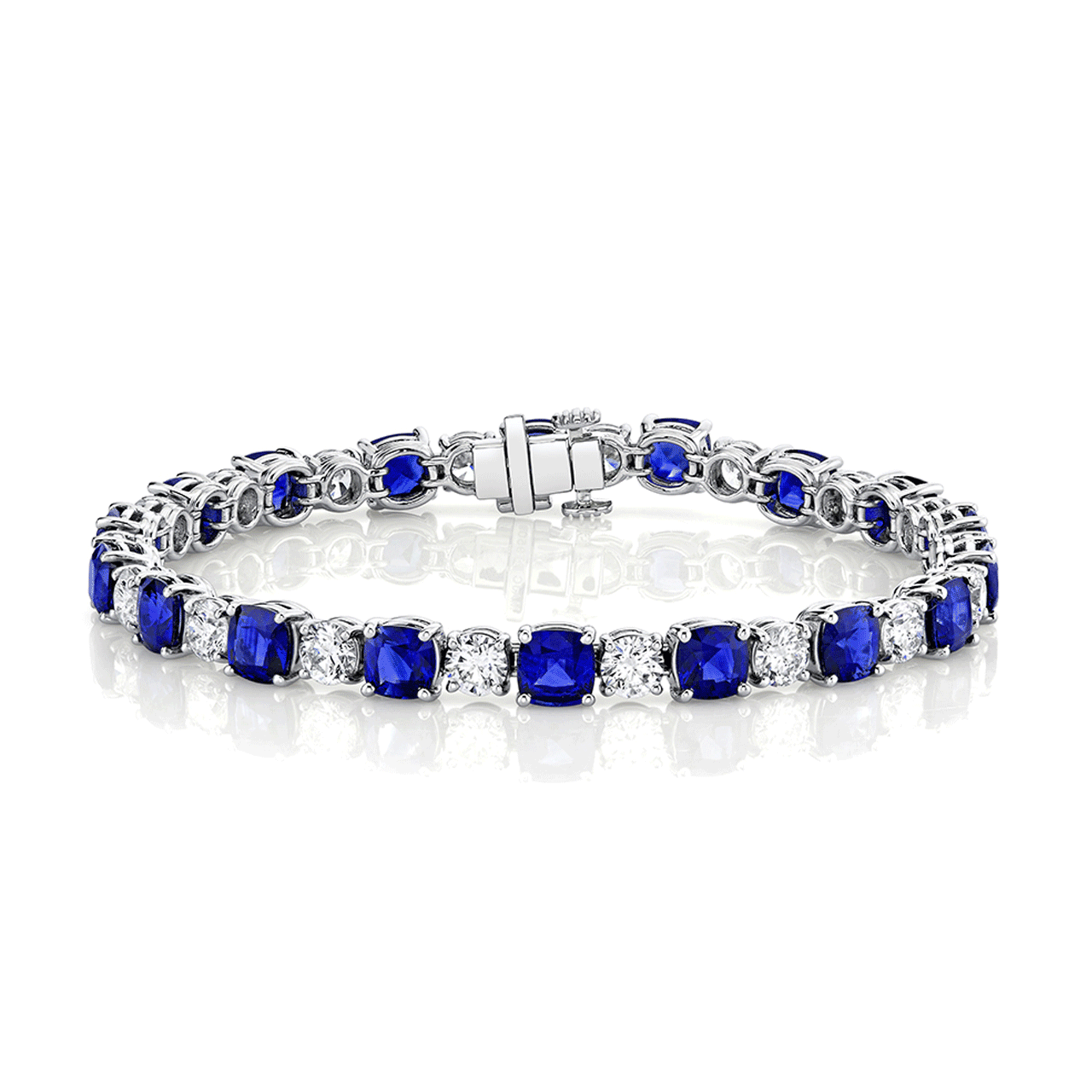 MAY & ASSOC JEWELRY CORP Platinum Sapphire 12.17 Total Weight and Diamond Bracelet
