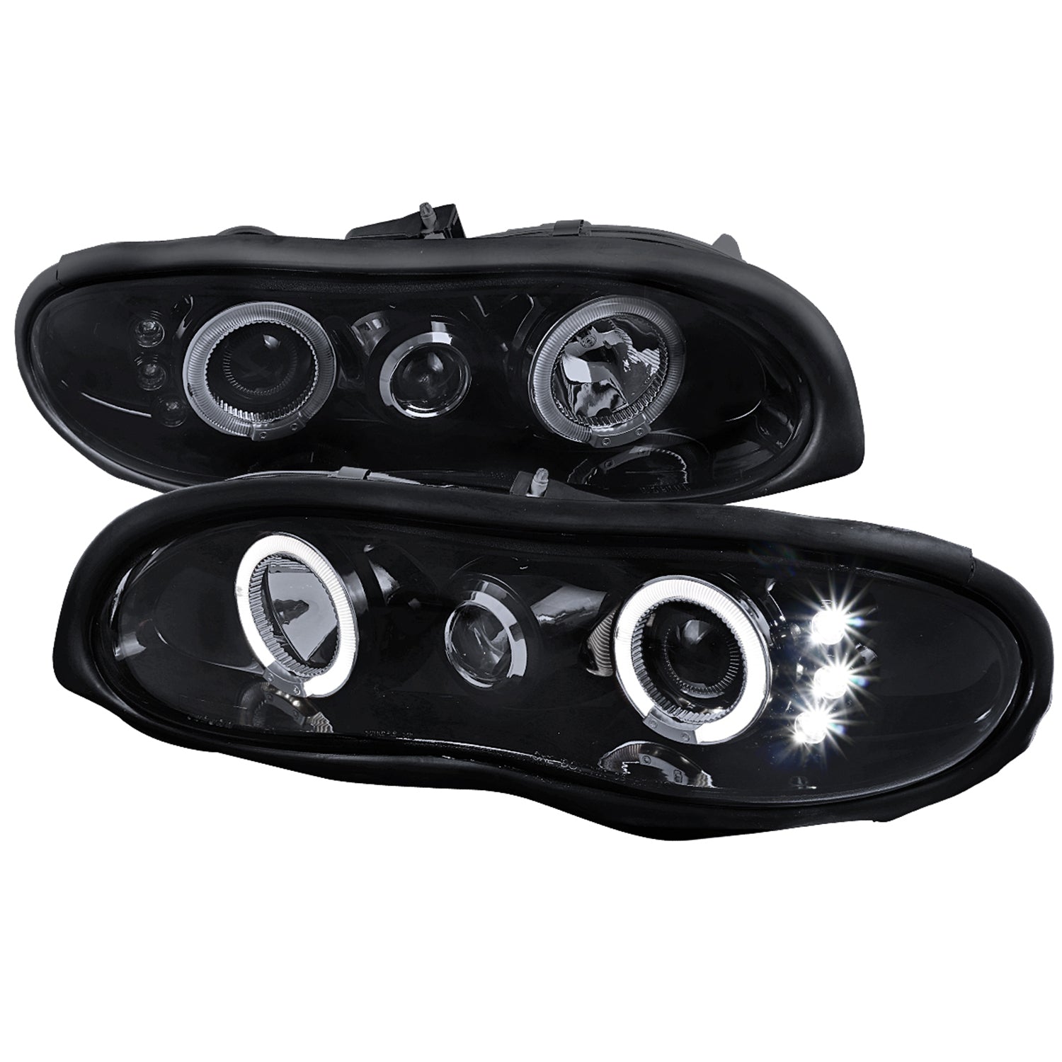 SPEC D TUNING 1998 2002 Chevy Camaro Dual Halo Projector Headlights Glossy Black/Smoke Lens