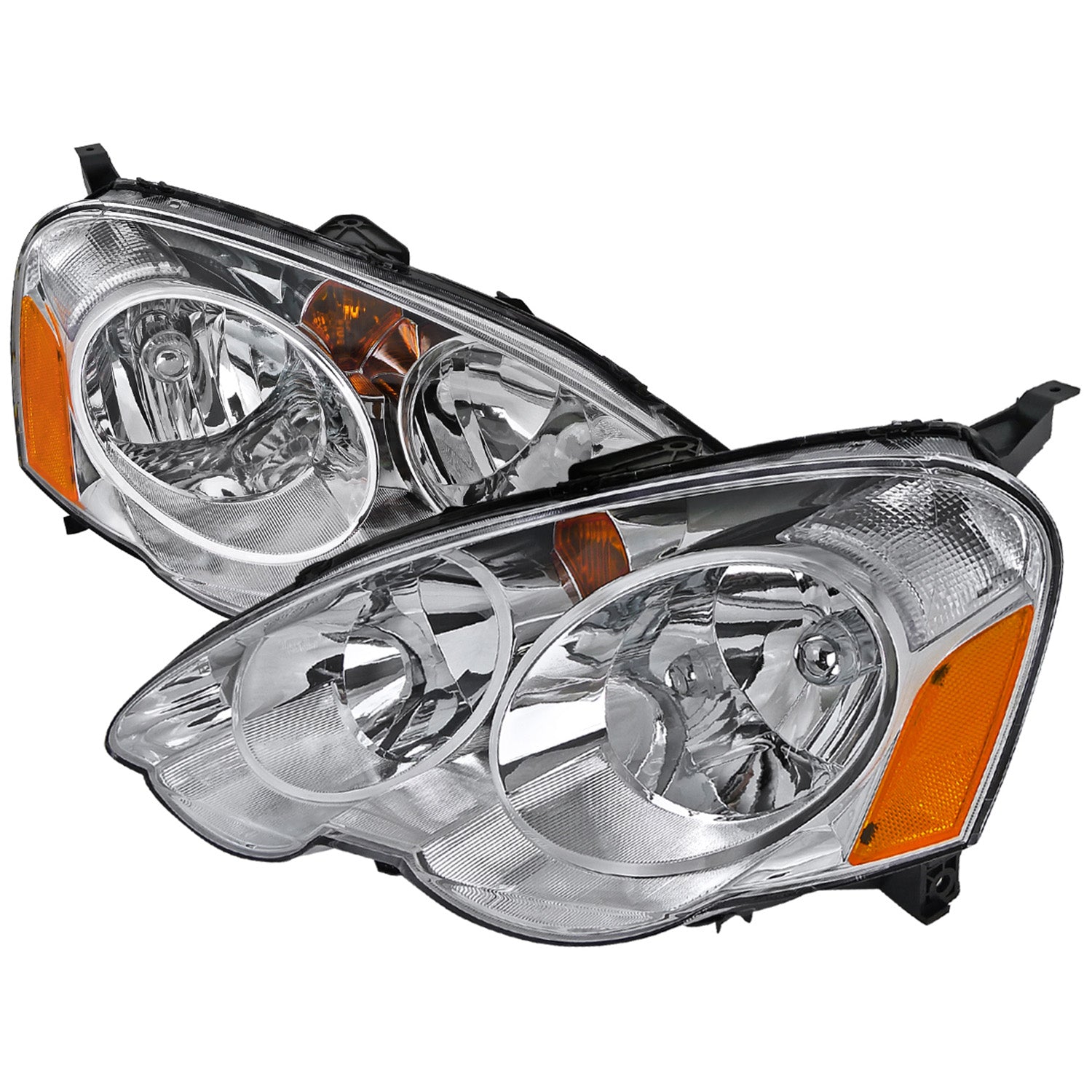 SPEC D TUNING 2002 2004 Acura RSX Factory Style Headlights w/ Amber Reflectors Chrome/Clear
